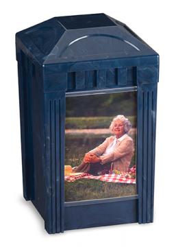 I Remember Urn - Blue Sapphire Plastic w/1 picture pane